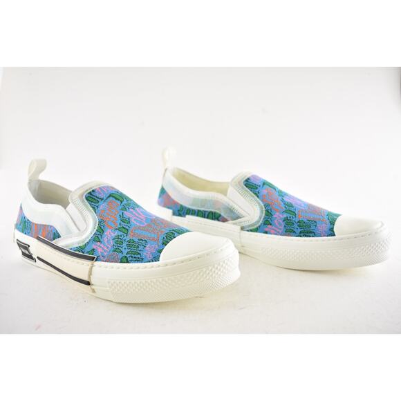 Dior Mens B23 Shawn Stussy Multicolor Logo Low Top Slip On Flat Sneaker 44 11 - Picture 5 of 13